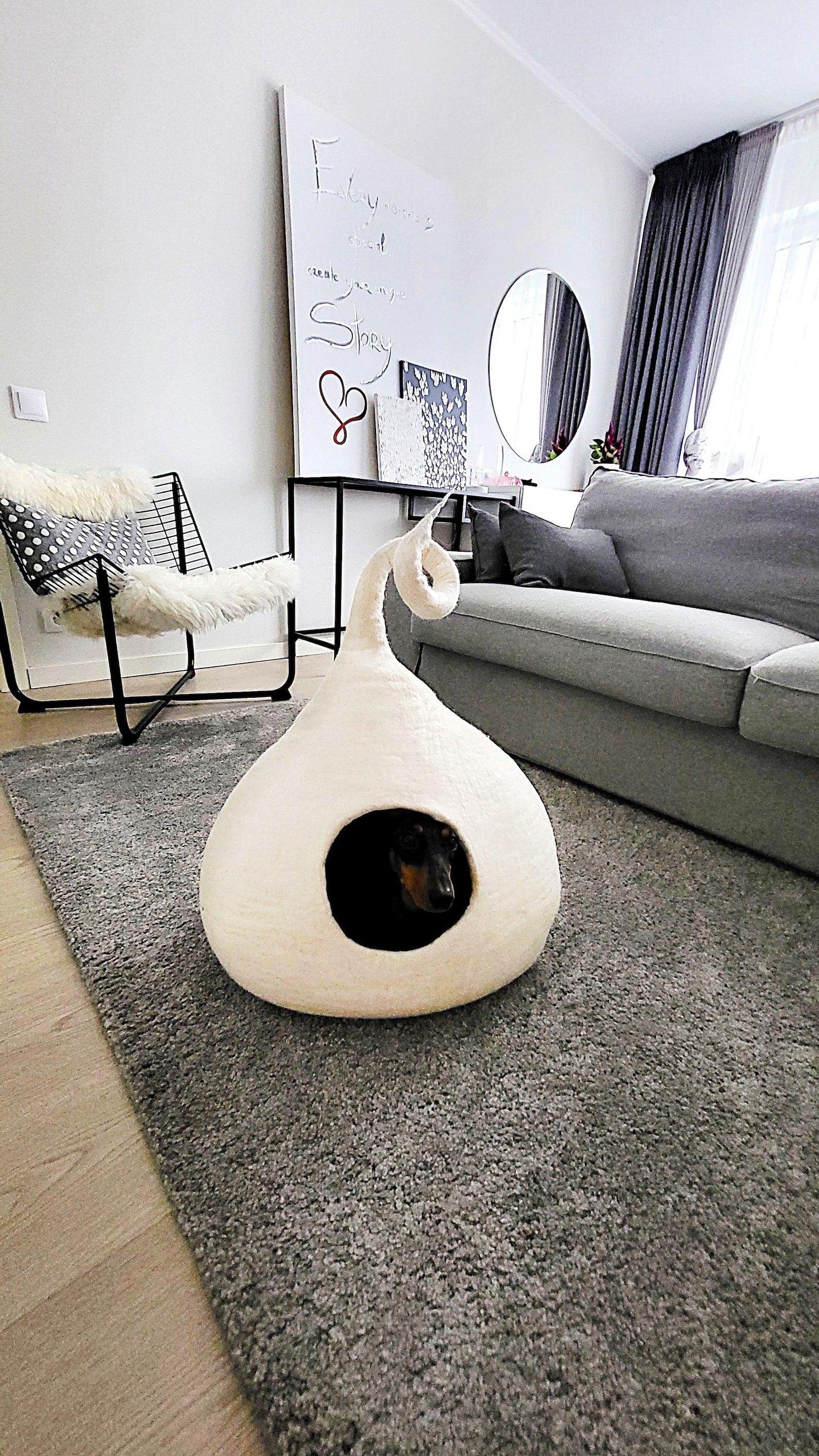 Pawlagom Handmade Cozy Woolen Bed for Cats and Dogs | 100% Natural Pet Nest Made in Poland