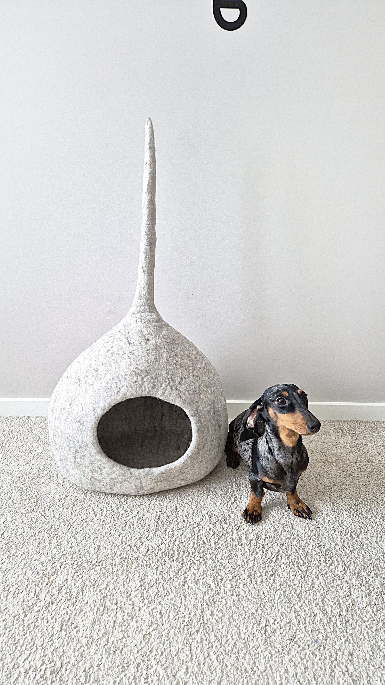Pawlagom Handmade Cozy Woolen Bed for Cats and Dogs | 100% Natural Pet Nest Made in Poland | Custom Colors (45x50cm)